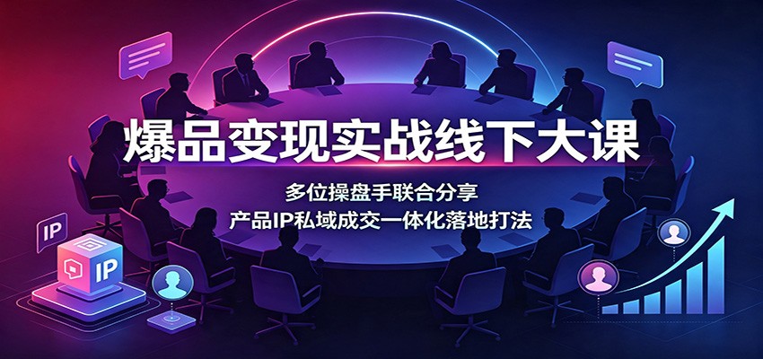 爆品变现实战线下大课：多位操盘手联合分享，产品IP私域成交一体化落地打法-知行阁轻创网-分享网络赚钱项目-全网首发副业项目实操平台-副业创业项目网