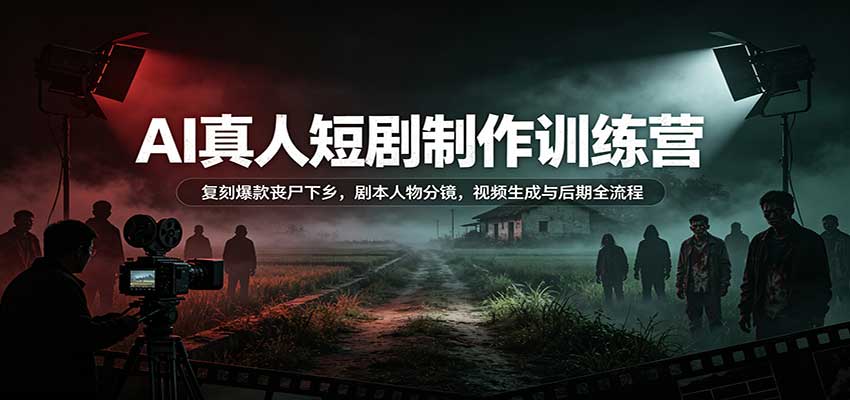 AI真人短剧制作训练营：复刻爆款丧尸下乡，剧本人物分镜，视频生成与后期全流程-知行阁轻创网-分享网络赚钱项目-全网首发副业项目实操平台-副业创业项目网