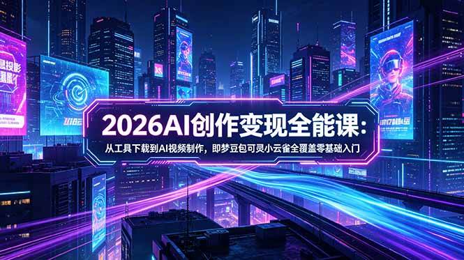 （18553期）2026AI创作变现全能课-更新5月：从工具下载到AI视频制作，即梦豆包可灵小云雀全覆盖零基础入门-知行阁轻创网-分享网络赚钱项目-全网首发副业项目实操平台-副业创业项目网