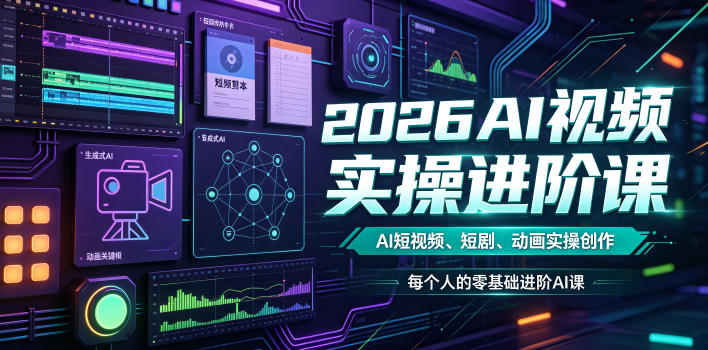 2026AI视频实操进阶课,AI短视频、短剧、动画实操创作,每个人的零基础进阶ai课(更新0825) 2026AI视频实操进阶课,AI短视频、短剧、动画实操创作,每个人的零基础进阶ai课(更新0825)