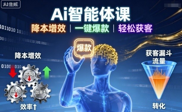 Ai智能体课，降本增效，一键爆款，轻松获客-知行阁轻创网-分享网络赚钱项目-全网首发副业项目实操平台-副业创业项目网
