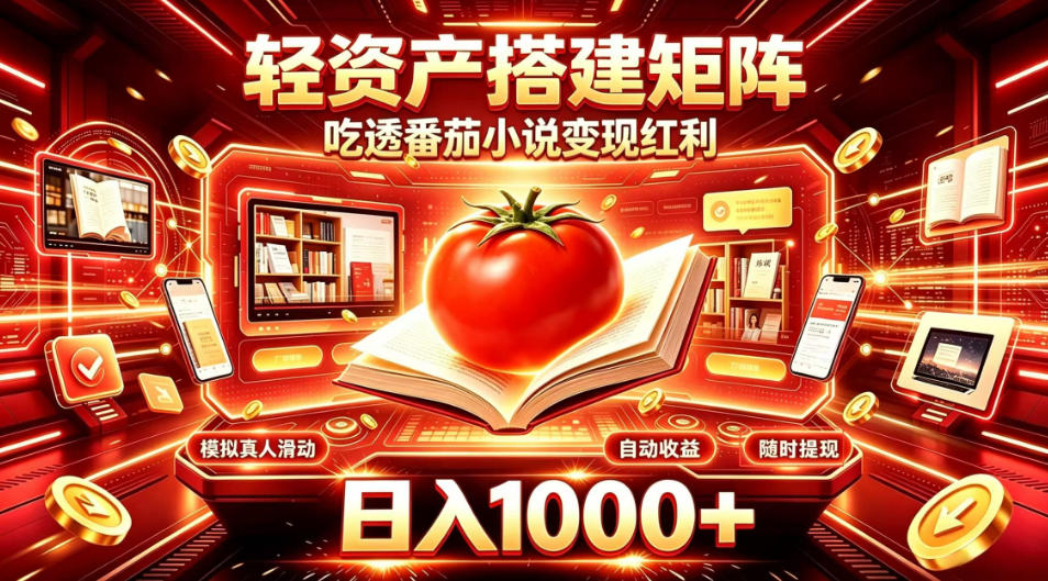 轻资产搭建矩阵，吃透番茄小说变现红利，日入1000+，支持无限矩阵放大【揭秘】-知行阁轻创网-分享网络赚钱项目-全网首发副业项目实操平台-副业创业项目网