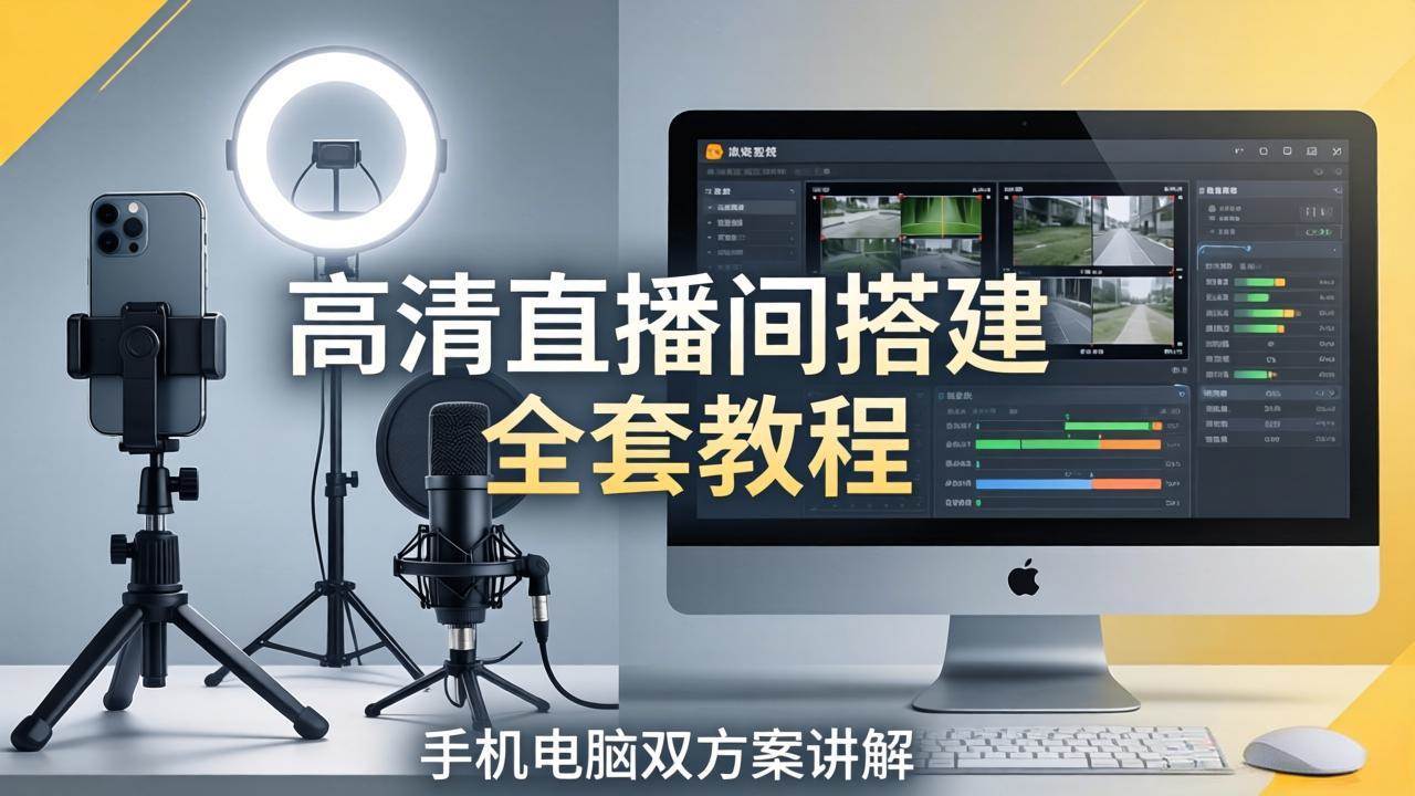 （18104期）高清直播间搭建全套教程，手机电脑双方案讲解，设备选型调试多机位实操教学-知行阁轻创网-分享网络赚钱项目-全网首发副业项目实操平台-副业创业项目网