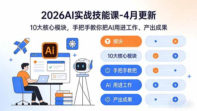 （17941期）2026AI实战技能课-4月更新：10大核心模块，手把手教你把AI用进工作、产出成果-知行阁轻创网-分享网络赚钱项目-全网首发副业项目实操平台-副业创业项目网