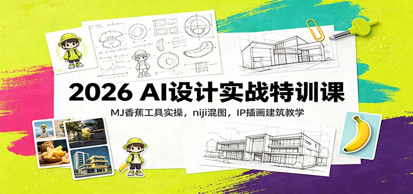 2026 AI设计实战特训课:MJ香蕉工具实操,niji混图,IP插画建筑教学-知行阁轻创网-分享网络赚钱项目-全网首发副业项目实操平台-副业创业项目网