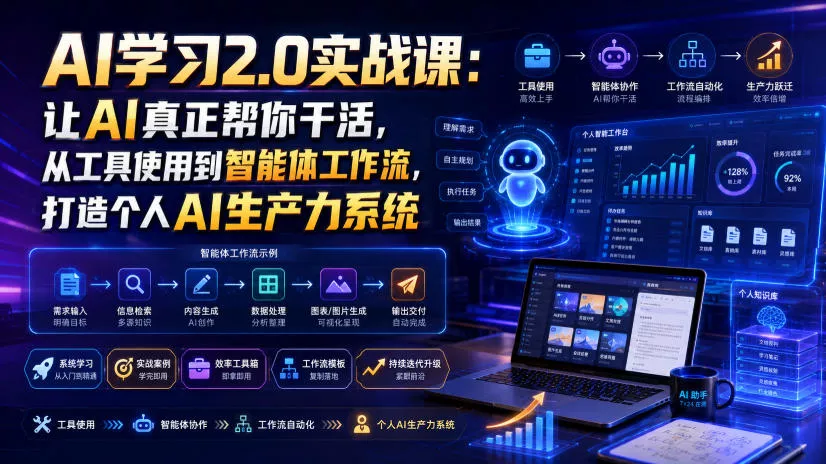 AI学习2.0实战课：让AI真正帮你干活，从工具使用到智能体工作流，打造个人AI生产力系统-知行阁轻创网-分享网络赚钱项目-全网首发副业项目实操平台-副业创业项目网