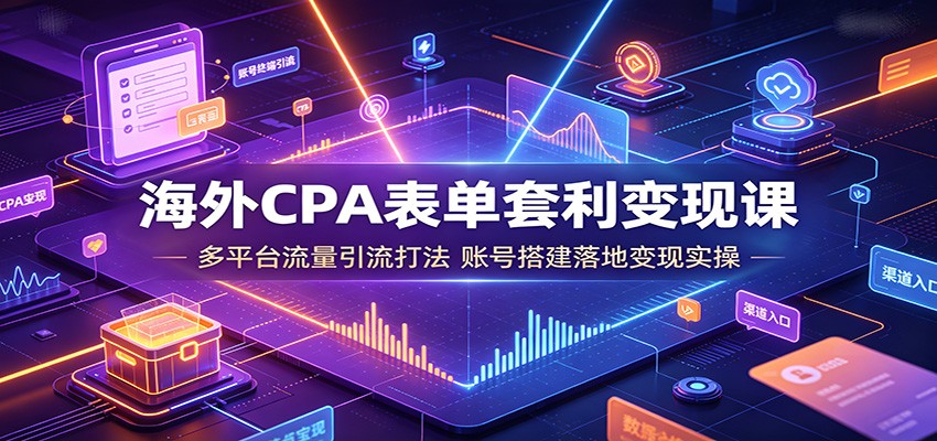 海外CPA表单套利变现课:多平台流量引流打法,账号搭建落地变现实操-知行阁轻创网-分享网络赚钱项目-全网首发副业项目实操平台-副业创业项目网