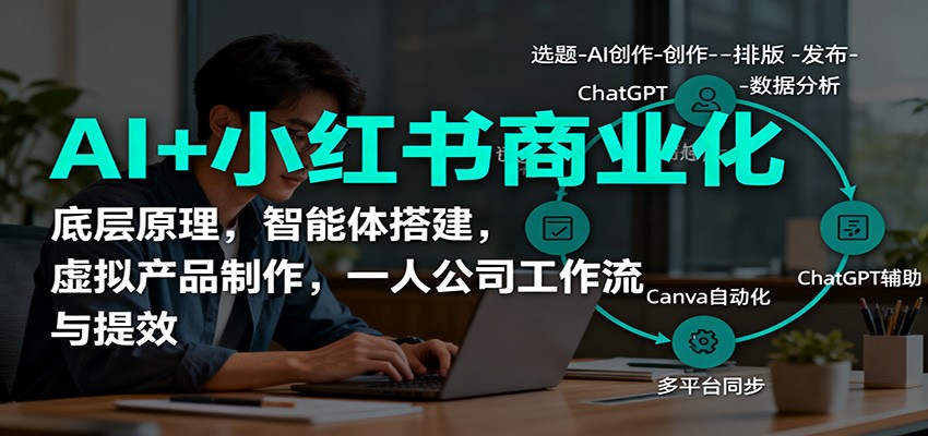 AI+小红书商业化，底层原理，智能体搭建，虚拟产品制作，一人公司工作流与提效-知行阁轻创网-分享网络赚钱项目-全网首发副业项目实操平台-副业创业项目网