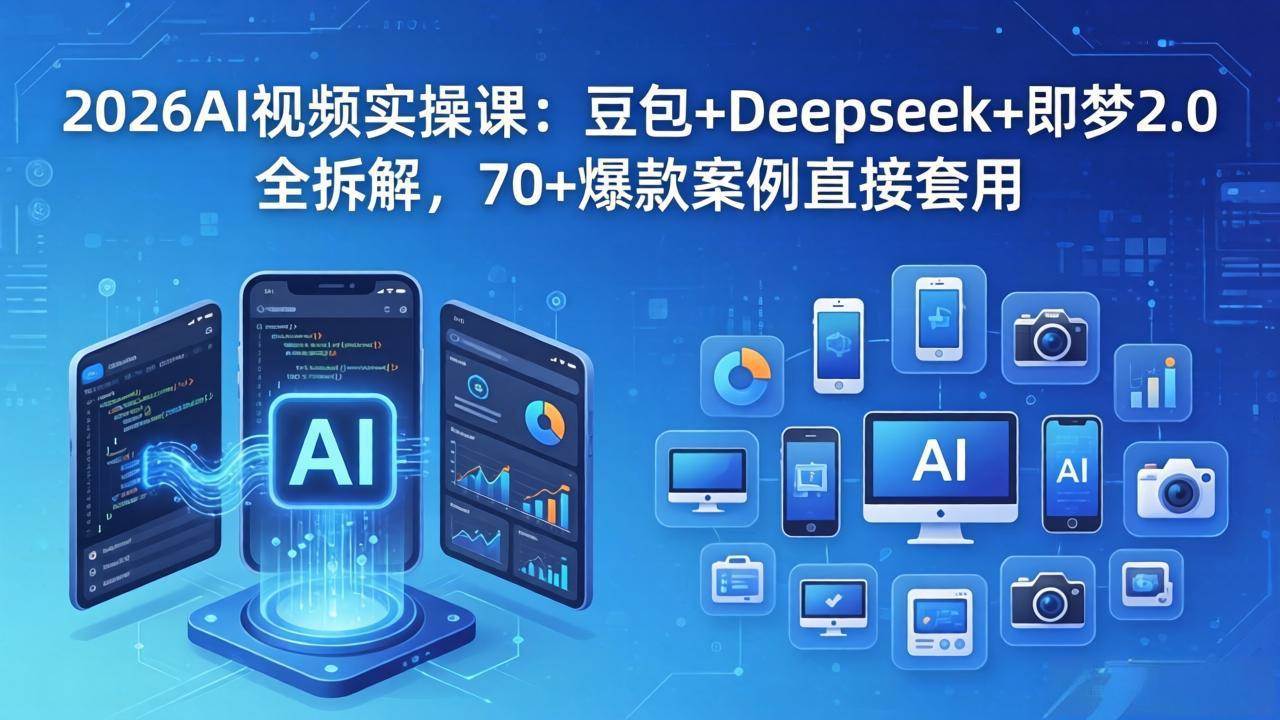（18263期）2026AI视频实操课：豆包+Deepseek+即梦2.0全拆解，70+爆款案例直接套用-知行阁轻创网-分享网络赚钱项目-全网首发副业项目实操平台-副业创业项目网