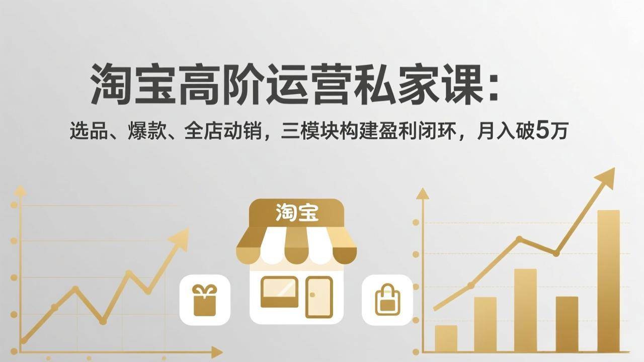 （17904期）淘宝高阶运营私家课（更新26年4月）：选品、爆款、全店动销，三模块构建盈利闭环，月入破5万-知行阁轻创网-分享网络赚钱项目-全网首发副业项目实操平台-副业创业项目网