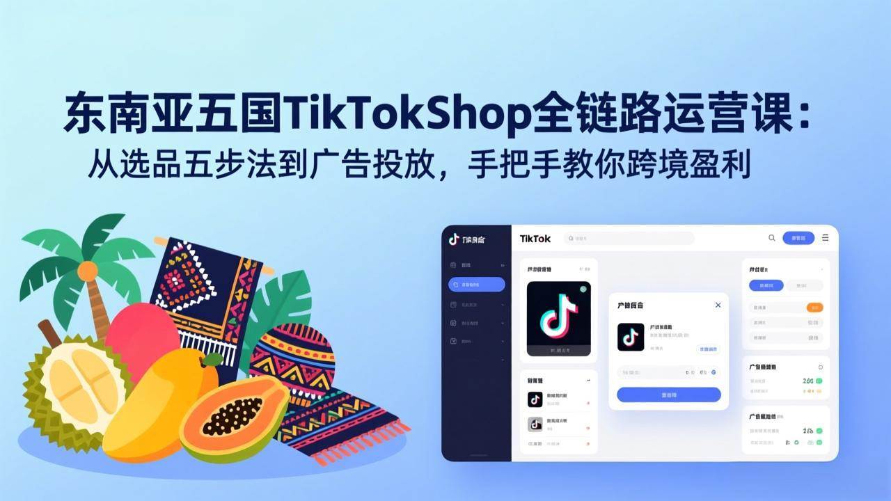 （17511期）东南亚五国TikTok Shop全链路运营课：从选品五步法到广告投放，手把手教你跨境盈利-知行阁轻创网-分享网络赚钱项目-全网首发副业项目实操平台-副业创业项目网