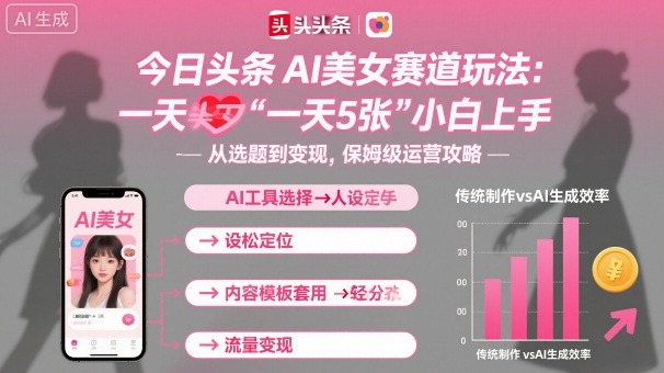 今日头条AI美女赛道玩法，一天轻松5张，小白轻松上手-知行阁轻创网-分享网络赚钱项目-全网首发副业项目实操平台-副业创业项目网