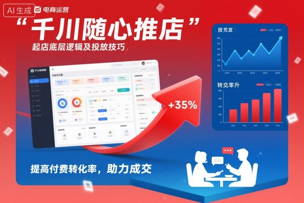 千川随心推起店底层逻辑及投放技巧，提高付费转化率，助力成交-知行阁轻创网-分享网络赚钱项目-全网首发副业项目实操平台-副业创业项目网