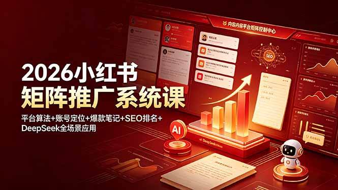 (19129期)2026小红书矩阵推广系统课:平台算法+账号定位+爆款笔记+SEO排名+DeepSeek全场景应用-知行阁轻创网-分享网络赚钱项目-全网首发副业项目实操平台-副业创业项目网