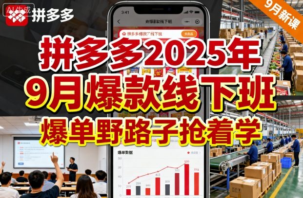 拼多多2025年9月爆款线下班，爆单野路子抢着学-知行阁轻创网-分享网络赚钱项目-全网首发副业项目实操平台-副业创业项目网