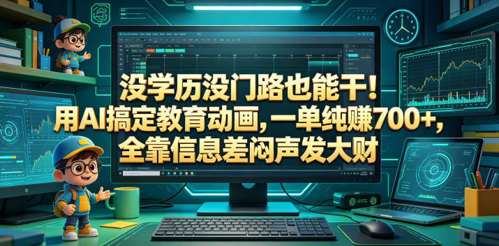 没学历没门路也能干！用AI搞定教育动画，一单纯賺700+，全靠信息差闷声发大财【揭秘】-知行阁轻创网-分享网络赚钱项目-全网首发副业项目实操平台-副业创业项目网