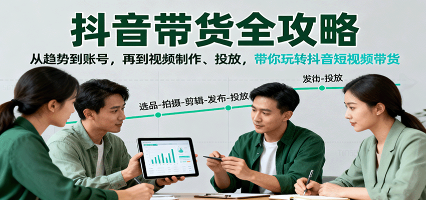 抖音带货全攻略：从趋势到账号，再到视频制作、投放，带你玩转抖音短视频带货-知行阁轻创网-分享网络赚钱项目-全网首发副业项目实操平台-副业创业项目网