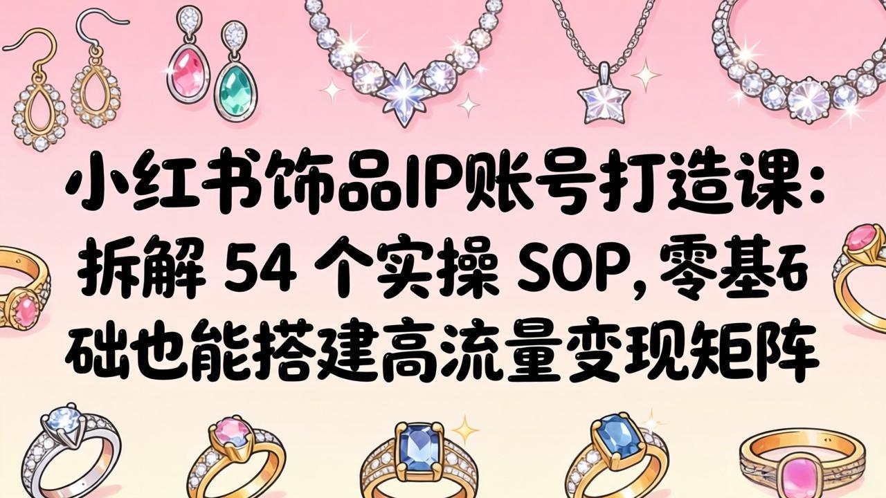 小红书饰品IP账号打造课：拆解 54 个实操 SOP，零基础也能搭建高流量变现矩阵-知行阁轻创网-分享网络赚钱项目-全网首发副业项目实操平台-副业创业项目网