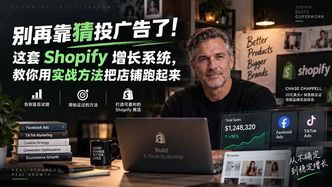 (20367期)别再靠猜投广告了!这套 Shopify 增长系统,教你用实战方法把店铺跑起来【原创双语字幕】-知行阁轻创网-分享网络赚钱项目-全网首发副业项目实操平台-副业创业项目网