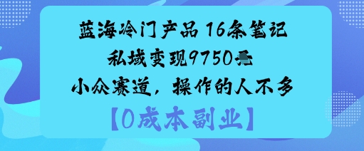 蓝海冷门产品：16条笔记私域变现9750米小众赛道，操作的人不多-知行阁轻创网-分享网络赚钱项目-全网首发副业项目实操平台-副业创业项目网