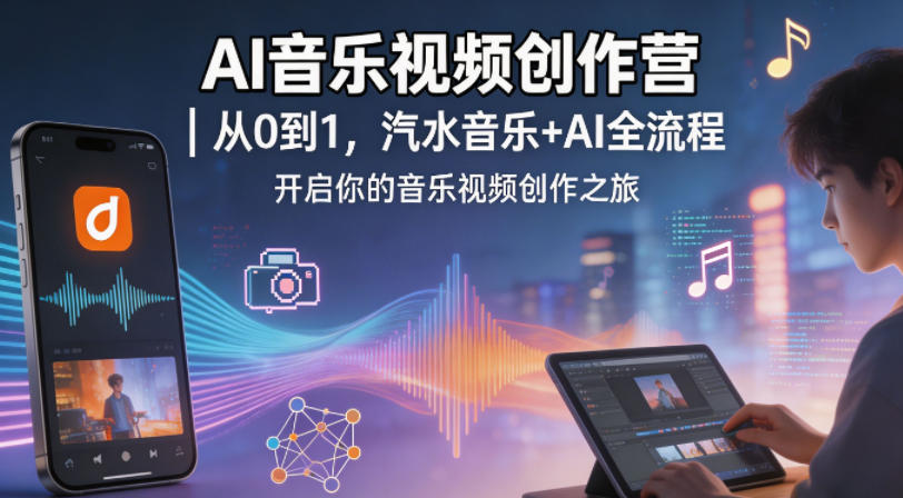 AI音乐视频创作营｜从0到1，汽水音乐+AI全流程，开启你的音乐视频创作之旅-知行阁轻创网-分享网络赚钱项目-全网首发副业项目实操平台-副业创业项目网