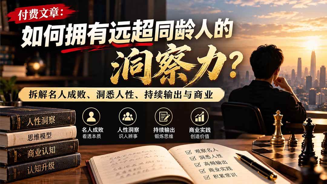 （21025期）付费文章：如何拥有远超同龄人的洞察力？拆解名人成败、洞悉人性、持续输出与商业实践-知行阁轻创网-分享网络赚钱项目-全网首发副业项目实操平台-副业创业项目网