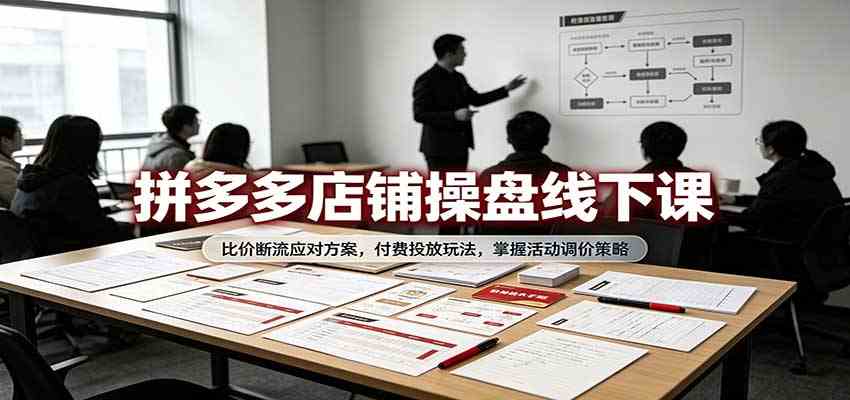 拼多多店铺操盘线下课:比价断流应对方案,付费投放玩法,掌握活动调价策略-知行阁轻创网-分享网络赚钱项目-全网首发副业项目实操平台-副业创业项目网