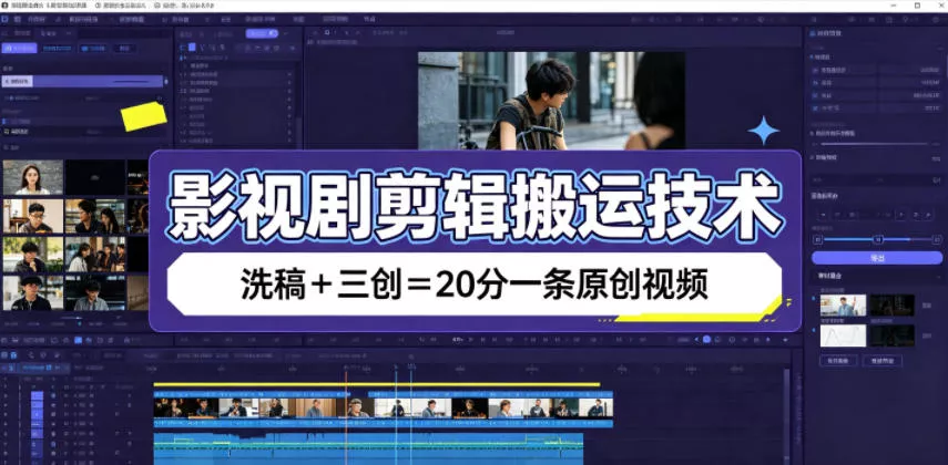 影视剧剪辑搬运技术，洗稿+三创=20分一条原创视频-知行阁轻创网-分享网络赚钱项目-全网首发副业项目实操平台-副业创业项目网