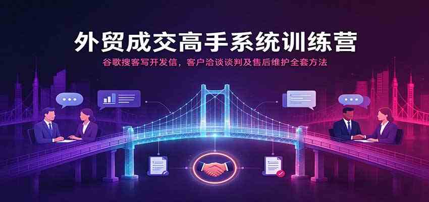外贸成交高手系统训练营：谷歌搜客写开发信，客户洽谈谈判及售后维护全套方法-知行阁轻创网-分享网络赚钱项目-全网首发副业项目实操平台-副业创业项目网