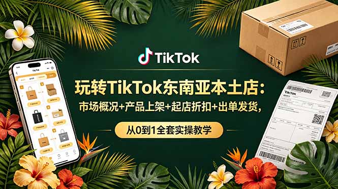 玩转TikTok东南亚本土店：市场概况+产品上架+起店折扣+出单发货，从0到1全套实操教学-知行阁轻创网-分享网络赚钱项目-全网首发副业项目实操平台-副业创业项目网