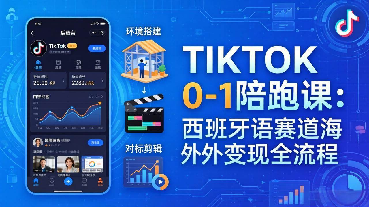 （17908期）TIKTOK 0-1 陪跑课：从环境搭建到刷对标剪辑，西班牙语赛道海外变现全流程-知行阁轻创网-分享网络赚钱项目-全网首发副业项目实操平台-副业创业项目网