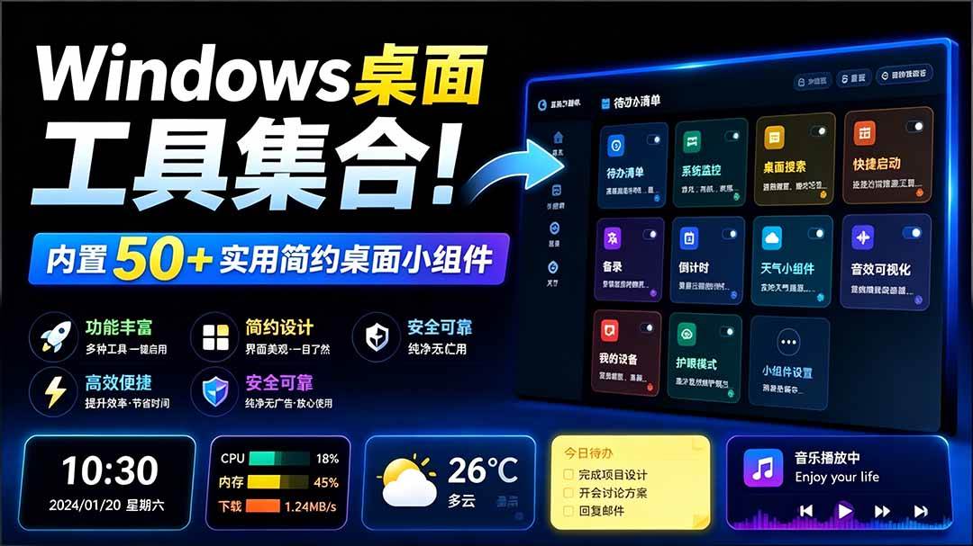 (19585期)Windows桌面工具集合!内置50+实用简约桌面小组件,含截图、录屏、翻译、天气等,多秘工具箱 (19585期)Windows桌面工具集合!内置50+实用简约桌面小组件,含截图、录屏、翻译、天气等,多秘工具箱