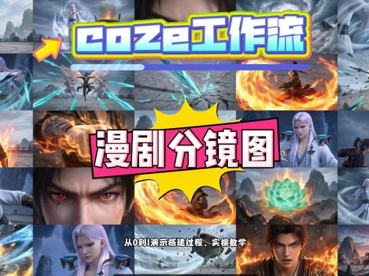 通过Coze工作流，制作《动漫分镜图》，两分钟制作完成25宫格分镜图，从0到1演示搭建过程，实操教学-知行阁轻创网-分享网络赚钱项目-全网首发副业项目实操平台-副业创业项目网