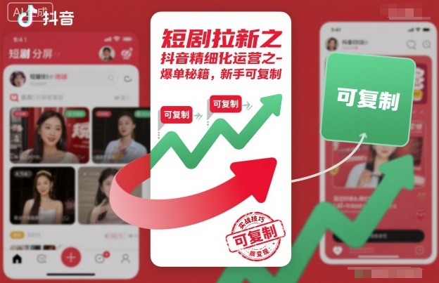 短剧拉新之抖音精细化运营之爆单秘籍,新手可复制-知行阁轻创网-分享网络赚钱项目-全网首发副业项目实操平台-副业创业项目网