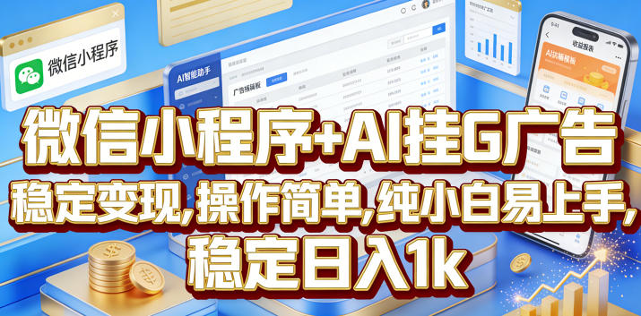 微信小程序+AI挂G广告,稳定变现,操作简单,纯小白易上手,稳定日入1k【揭秘】-知行阁轻创网-分享网络赚钱项目-全网首发副业项目实操平台-副业创业项目网