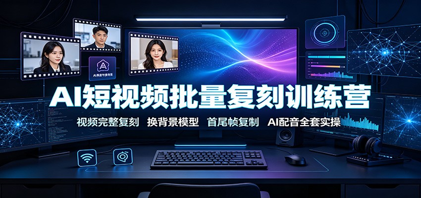 AI短视频批量复刻训练营：视频完整复刻，换背景模型、首尾帧复制、AI配音全套实操-知行阁轻创网-分享网络赚钱项目-全网首发副业项目实操平台-副业创业项目网