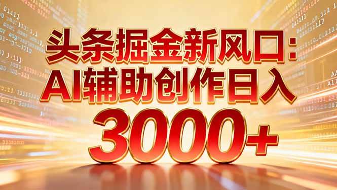 （16923期）头条掘金新风口：AI辅助创作日入3000+，矩阵玩法当天启动隔天见效-知行阁轻创网-分享网络赚钱项目-全网首发副业项目实操平台-副业创业项目网