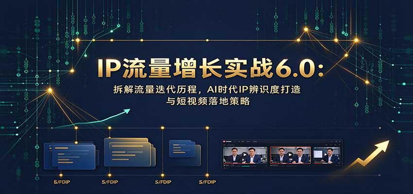 IP流量增长实战6.0：拆解流量迭代历程，AI时代IP辨识度打造与短视频落地策略-知行阁轻创网-分享网络赚钱项目-全网首发副业项目实操平台-副业创业项目网