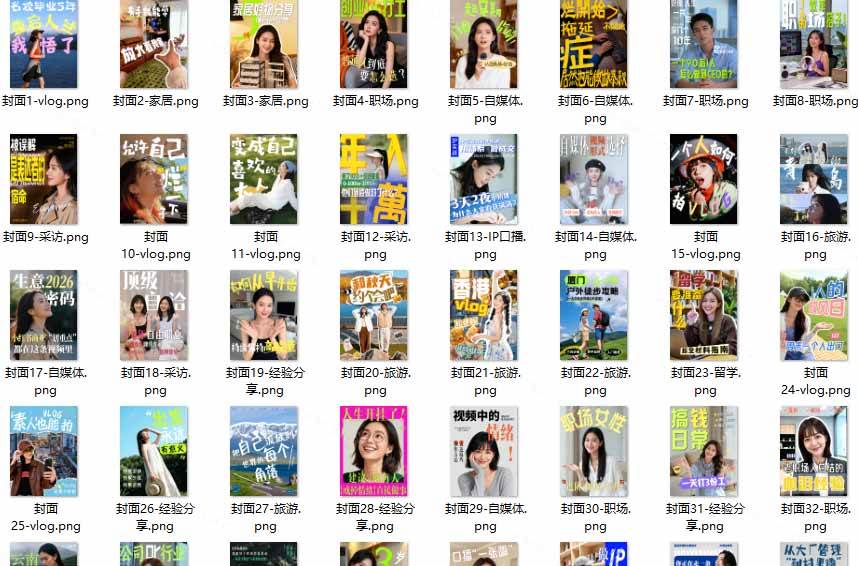 （20246期）高质量素材！200款+剪映高级美观网感封面预设，各行业通用，3s搞定超美观视频封面 爆款封面模板、-知行阁轻创网-分享网络赚钱项目-全网首发副业项目实操平台-副业创业项目网