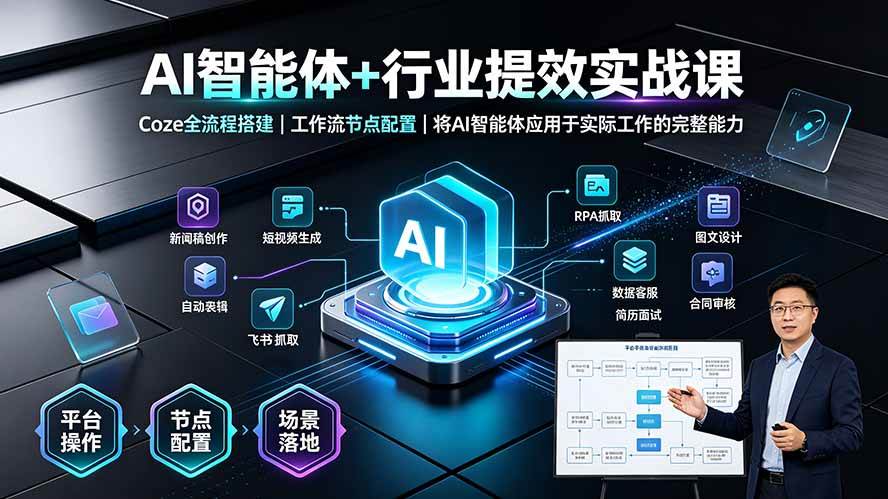 （19281期）AI智能体+行业提效实战课·Coze全流程搭建｜工作流节点配置｜将AI智能体应用于实际工作的完整能力-知行阁轻创网-分享网络赚钱项目-全网首发副业项目实操平台-副业创业项目网