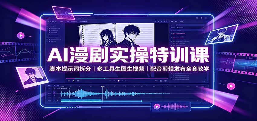AI漫剧实操特训课：脚本提示词拆分，多工具生图生视频，配音剪辑发布全套教学-知行阁轻创网-分享网络赚钱项目-全网首发副业项目实操平台-副业创业项目网