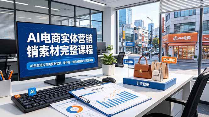（19076期）AI电商实体营销素材完整课程，AI创意短片完美复刻实景，实体店一键生成宣传引流短视频-知行阁轻创网-分享网络赚钱项目-全网首发副业项目实操平台-副业创业项目网