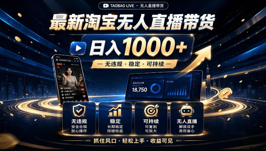 2026淘宝无人直播15.0，独家新技术，不用露脸、不用熬夜，自动直播自动出单，25小时卖17W【揭秘】-知行阁轻创网-分享网络赚钱项目-全网首发副业项目实操平台-副业创业项目网