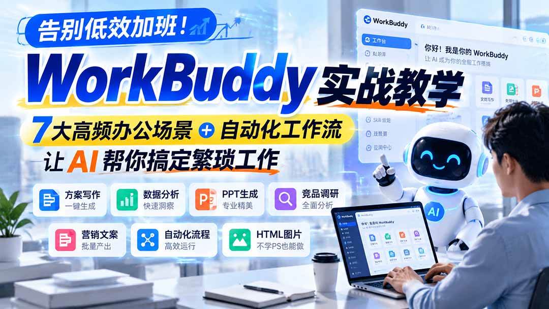 （21115期）告别低效加班！WorkBuddy实战教学，7大高频办公场景＋自动化工作流，让AI帮你搞定繁琐工作-知行阁轻创网-分享网络赚钱项目-全网首发副业项目实操平台-副业创业项目网