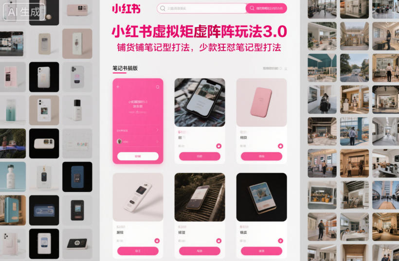 小红书虚拟矩阵玩法3.0，铺货铺笔记型打法，少款狂怼笔记型打法-知行阁轻创网-分享网络赚钱项目-全网首发副业项目实操平台-副业创业项目网