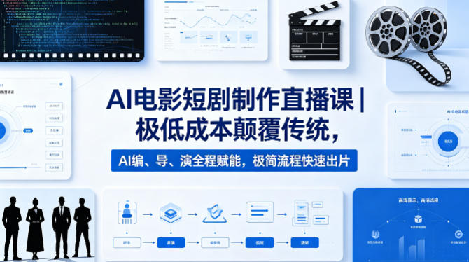 AI电影短剧制作直播课｜极低成本颠覆传统，AI编、导、演全程赋能，极简流程快速出片-知行阁轻创网-分享网络赚钱项目-全网首发副业项目实操平台-副业创业项目网