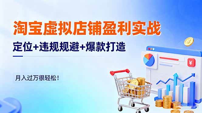 （16387期）淘宝虚拟店铺盈利实战：定位+违规规避+爆款打造，月入过万很轻松！-知行阁轻创网-分享网络赚钱项目-全网首发副业项目实操平台-副业创业项目网