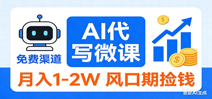 2026告别打工！AI 代写微课，提供免费渠道，月入 1-2W 风口期捡钱-知行阁轻创网-分享网络赚钱项目-全网首发副业项目实操平台-副业创业项目网
