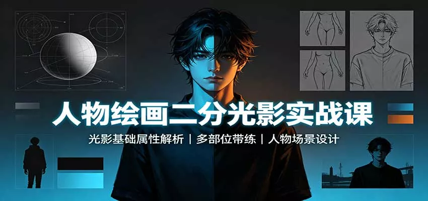 人物绘画二分光影实战课：光影基础属性解析，多部位带练，人物场景设计-知行阁轻创网-分享网络赚钱项目-全网首发副业项目实操平台-副业创业项目网