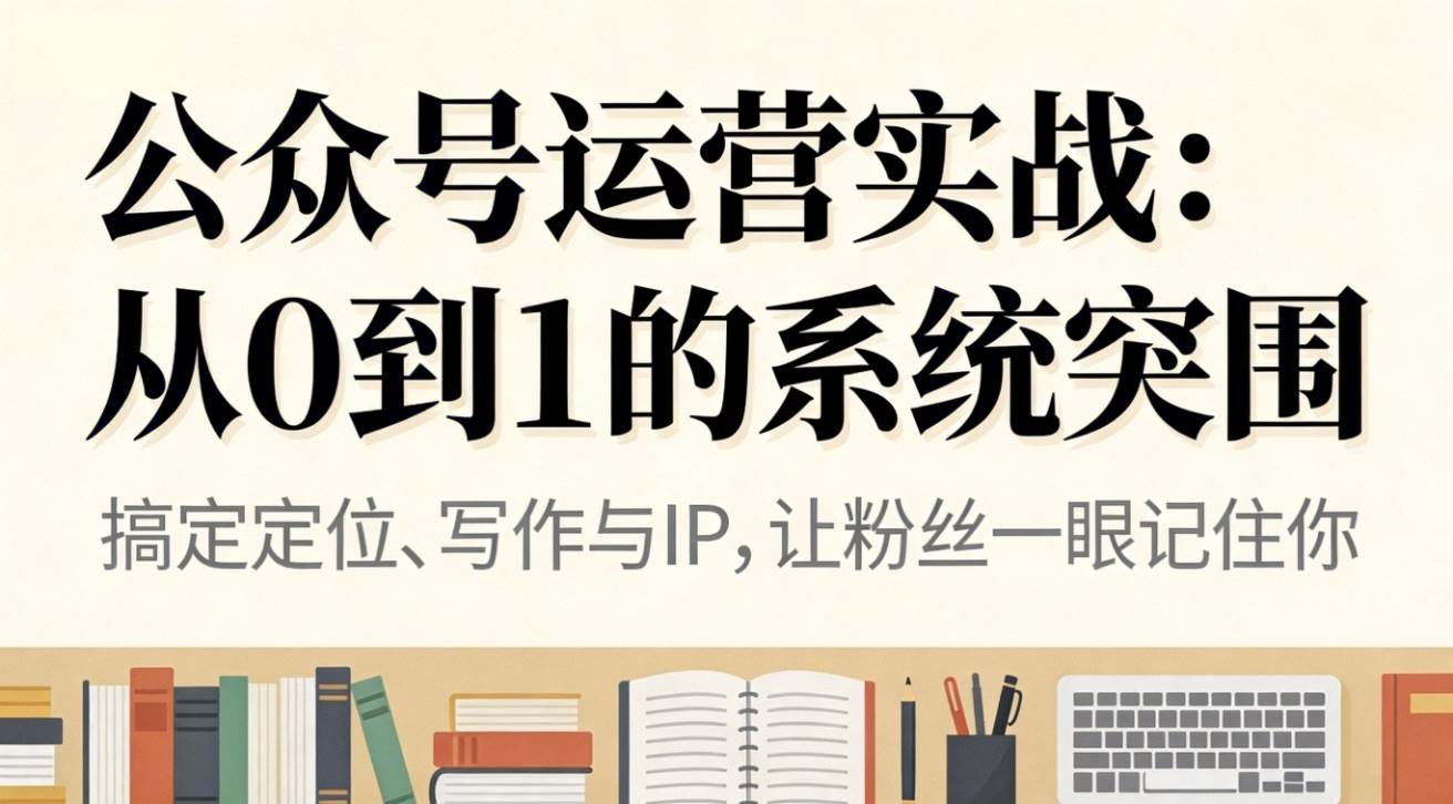 (16777期)公众号运营实战:从0到1的系统突围-知行阁轻创网-分享网络赚钱项目-全网首发副业项目实操平台-副业创业项目网